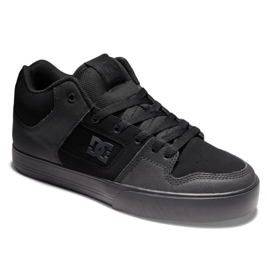 DC Shoes Men's Pure Mid Mid-Top Sneakers in Black/Black/Gum - High-Top Skate Shoes for Men