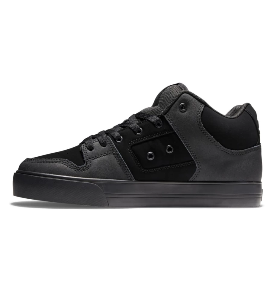 DC Shoes Men's Pure Mid Mid-Top Sneakers in Black/Black/Gum - High-Top Skate Shoes for Men