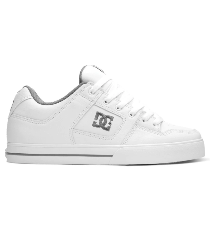 DC Shoes Men's Pure Sneakers in White/Battleship Colorway - Casual Skate Shoes