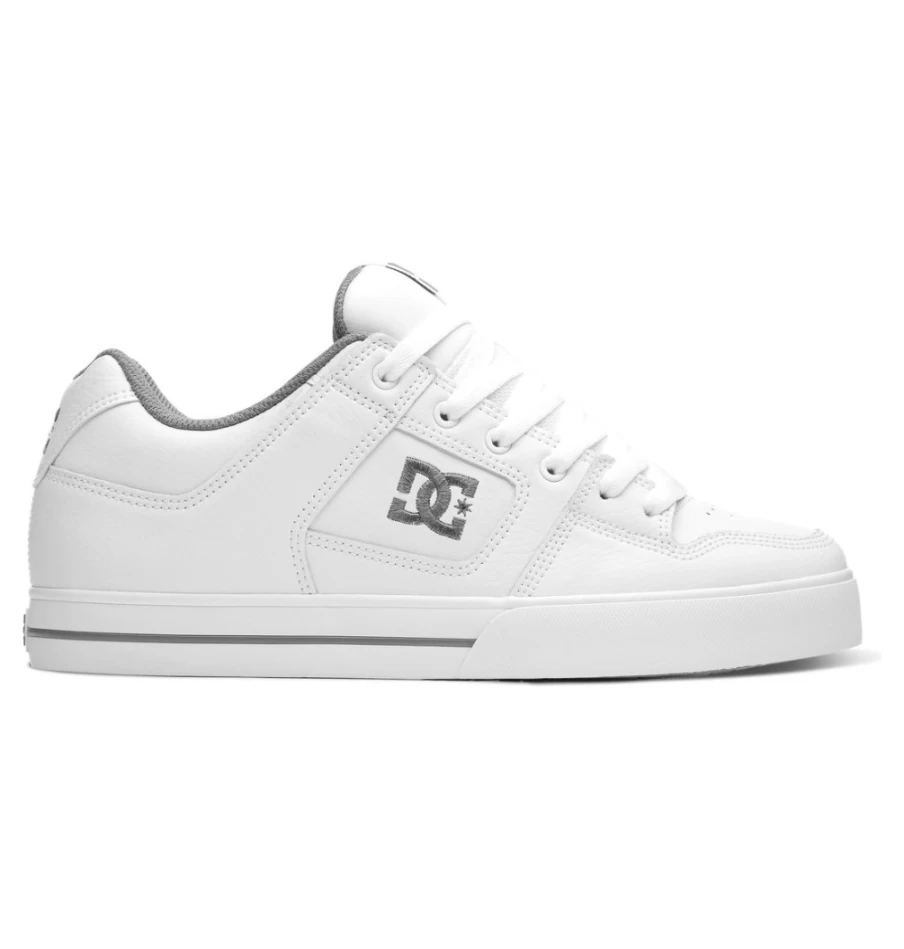 DC Shoes Men's Pure Sneakers in White/Battleship Colorway - Casual Skate Shoes
