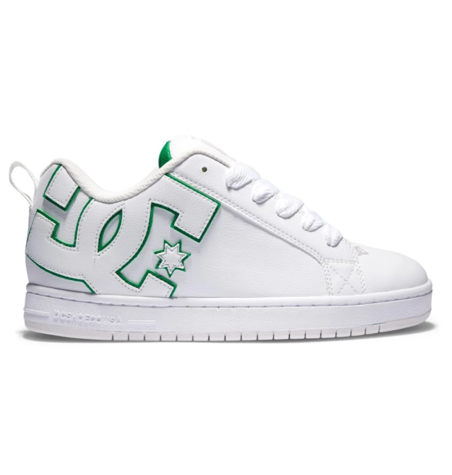 DC Shoes Men's Court Graffik Sneakers in White/White/Green - Casual Athletic Shoes for Men