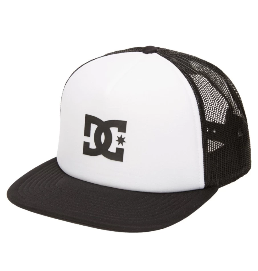 DC Shoes Men's White & Black Trucker Hat - Gas Station Style Snapback Cap