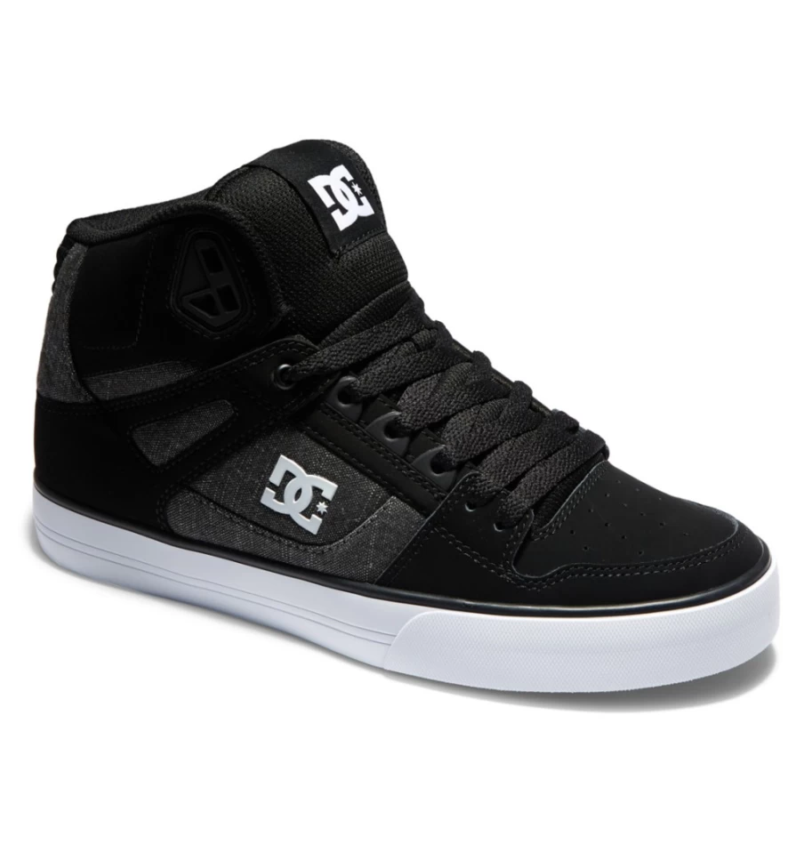 DC Shoes Men's Pure High-Top Sneakers in Black/Battleship - Skateboarding Shoes for Men
