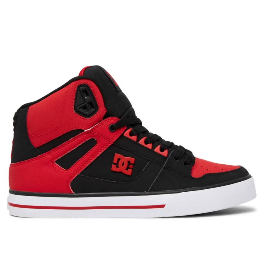 DC Shoes Men's Pure High-Top Sneakers in Fiery Red/White/Black - Classic Skate Shoes for Men