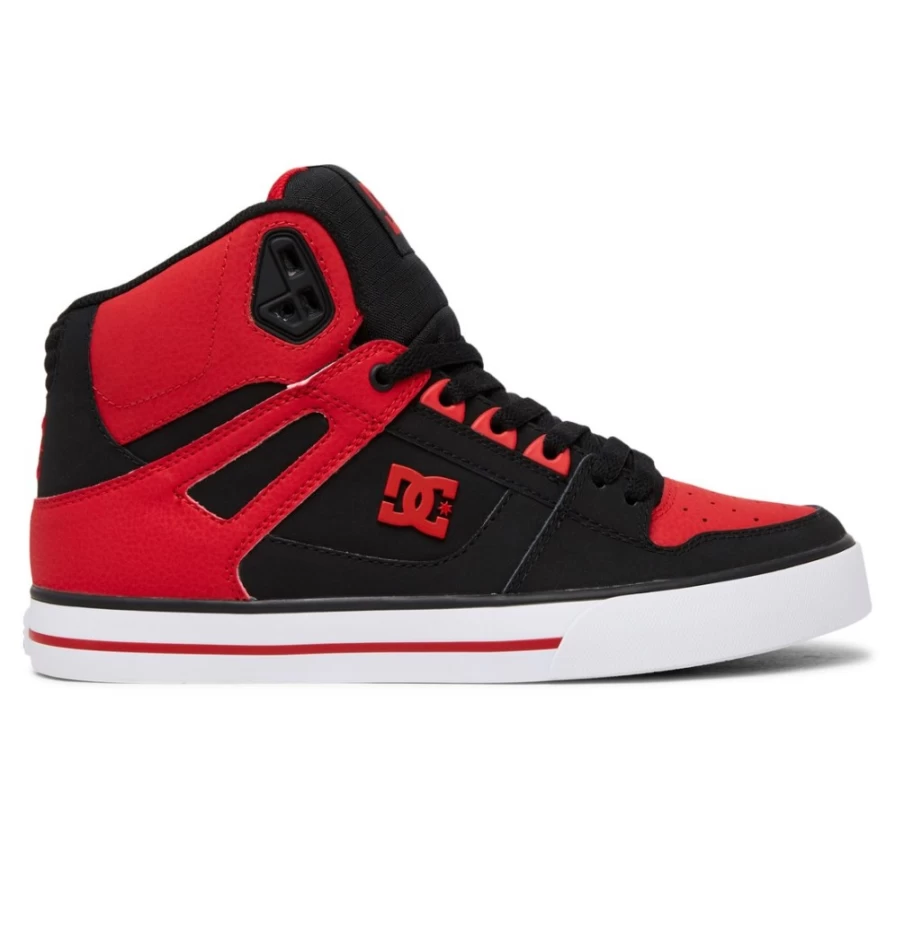 DC Shoes Men's Pure High-Top Sneakers in Fiery Red/White/Black - Classic Skate Shoes for Men