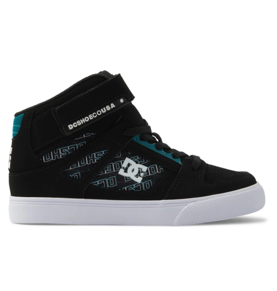 DC Shoes Kids' Pixel High-Top Sneakers - Pure Elastic Waist Lace-Up Casual Shoes for Boys & Girls