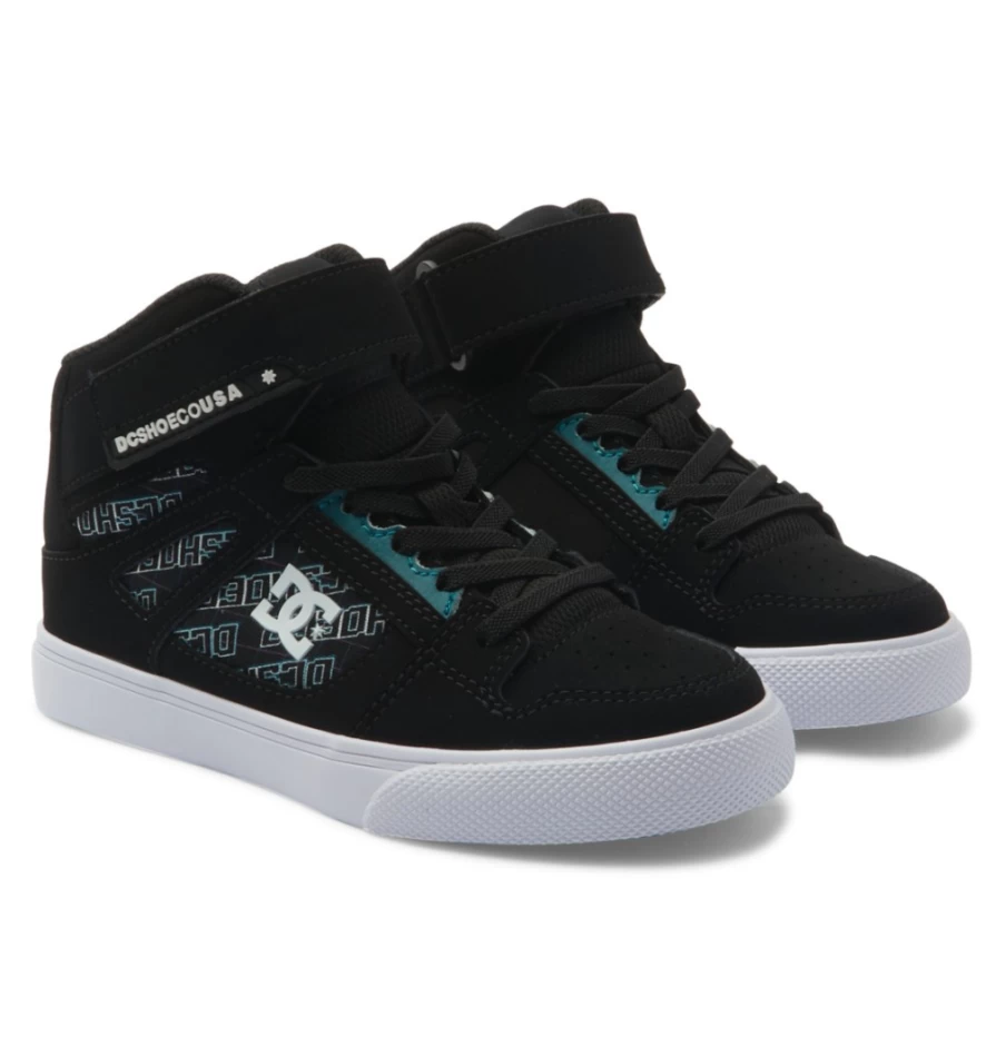 DC Shoes Kids' Pixel High-Top Sneakers - Pure Elastic Waist Lace-Up Casual Shoes for Boys & Girls