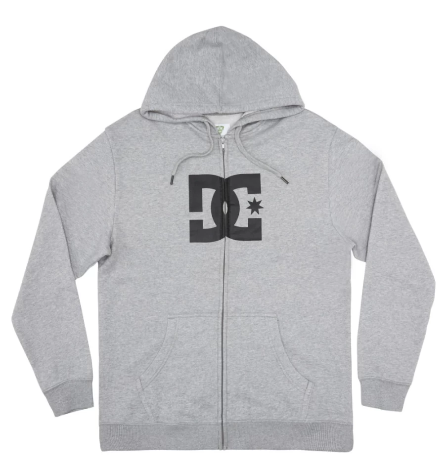 DC Shoes Men's Heather Grey Star Zip-Up Hoodie - Casual Streetwear Jacket