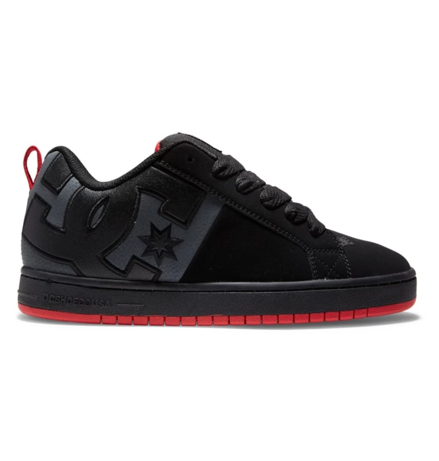DC Shoes Men's Court Graffik Sneakers - Black/Grey/Red Athletic Shoes for Men