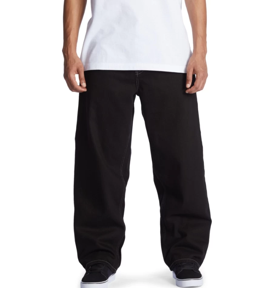 DC Shoes Men's Raw Black Worker Jeans - Relaxed Fit Denim Pants for Men