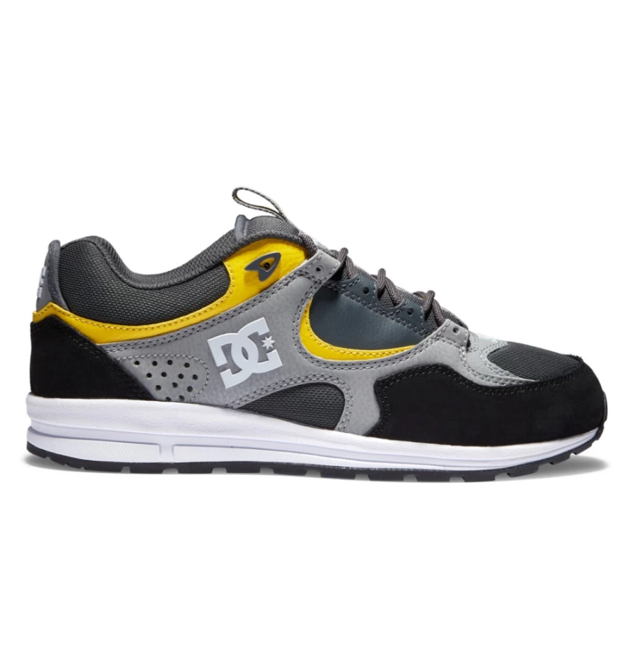 DC Shoes Men's Kalis Lite Skate Shoes - Black/Grey/Yellow Skateboarding Sneakers