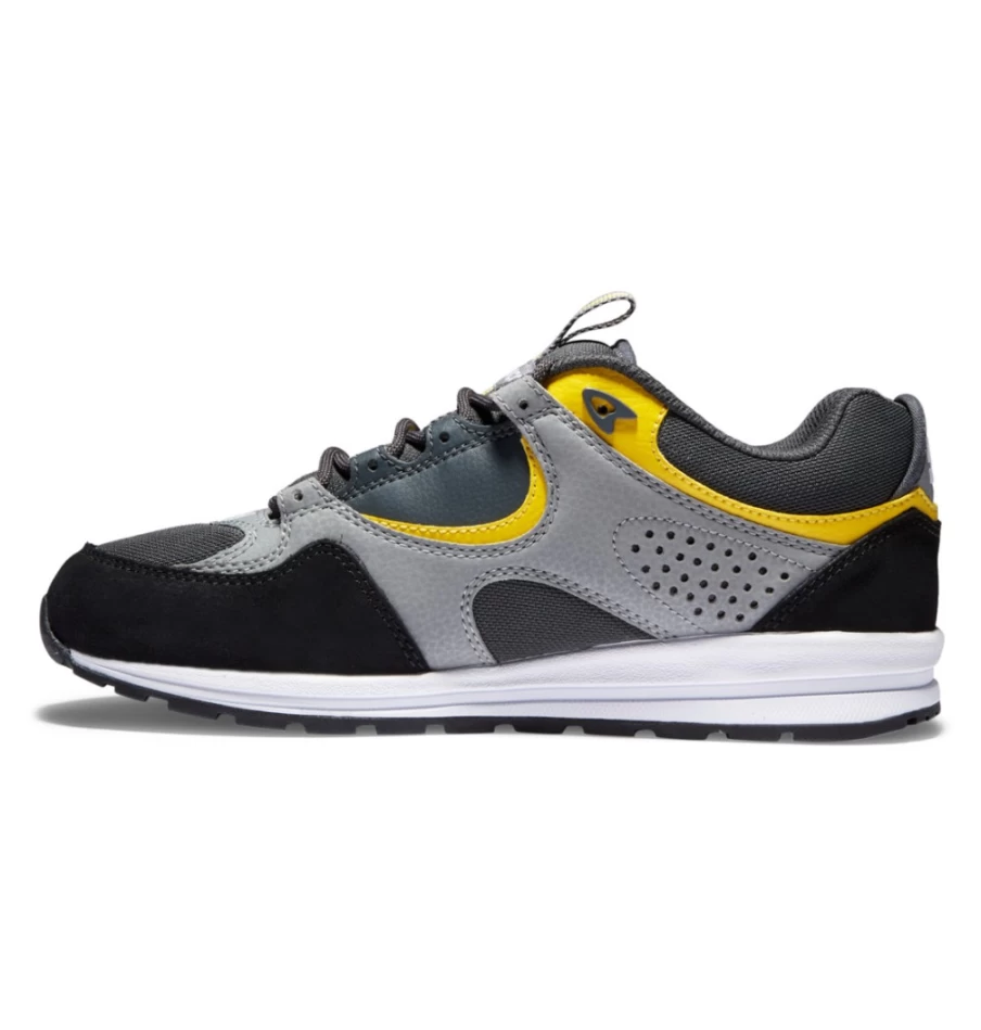 DC Shoes Men's Kalis Lite Skate Shoes - Black/Grey/Yellow Skateboarding Sneakers