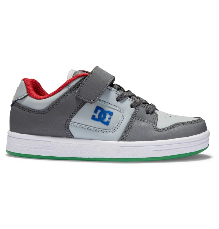 DC Shoes Kids' Manteca 4 Grey/Blue Elastic Waist Lace-Up Sneakers