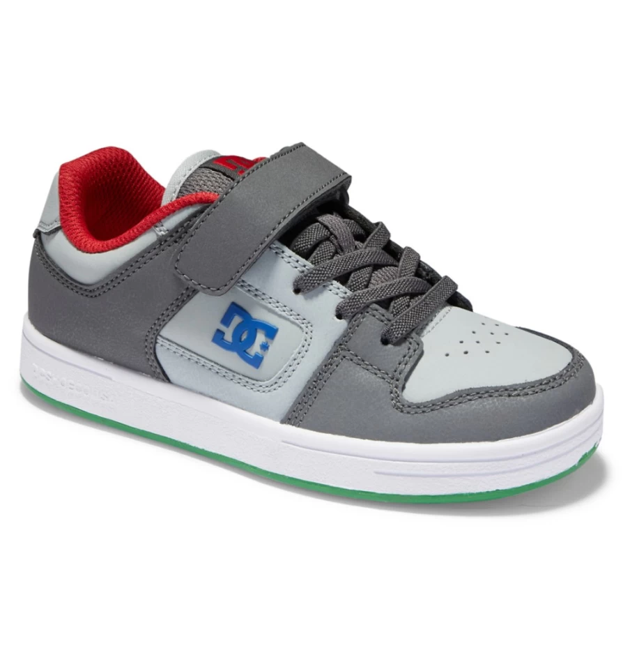 DC Shoes Kids' Manteca 4 Grey/Blue Elastic Waist Lace-Up Sneakers