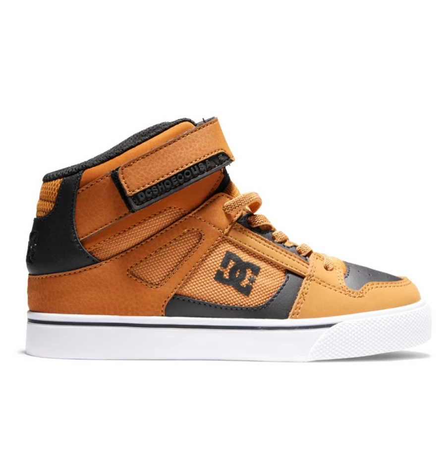 DC Shoes Kids' Wheat/Black High-Top Sneakers with Elastic Waist & Lace Detail