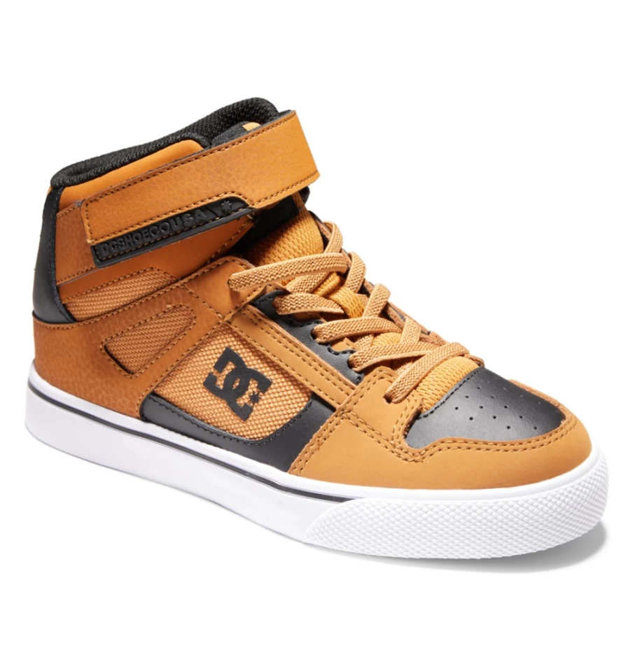 DC Shoes Kids' Wheat/Black High-Top Sneakers with Elastic Waist & Lace Detail