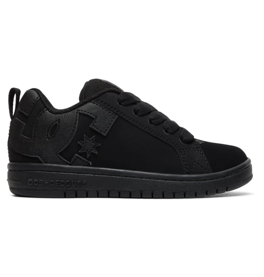 DC Shoes Kids' Court Graffik Sneakers - Black/Black Youth Basketball Shoes