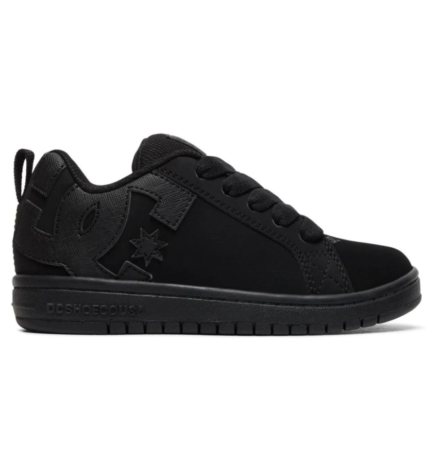 DC Shoes Kids' Court Graffik Sneakers - Black/Black Youth Basketball Shoes