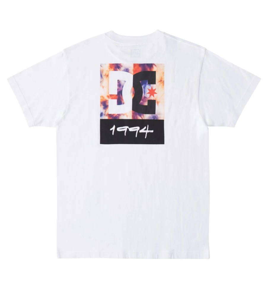Men's DC Shoes Split Star Graphic T-Shirt - White & Warm Ice Dye Casual Tee