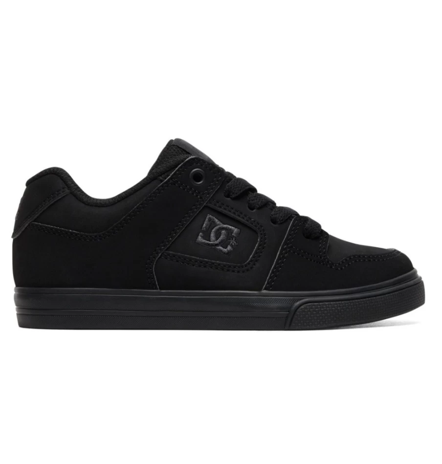 DC Shoes Kids' Pure Sneakers in Black & Pirate Black - Comfortable Youth Footwear
