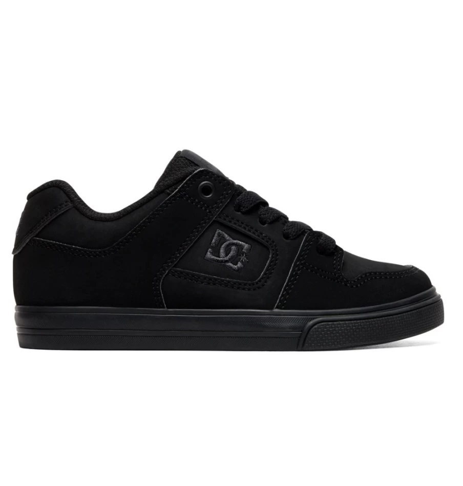 DC Shoes Kids' Pure Sneakers in Black & Pirate Black - Comfortable Youth Footwear