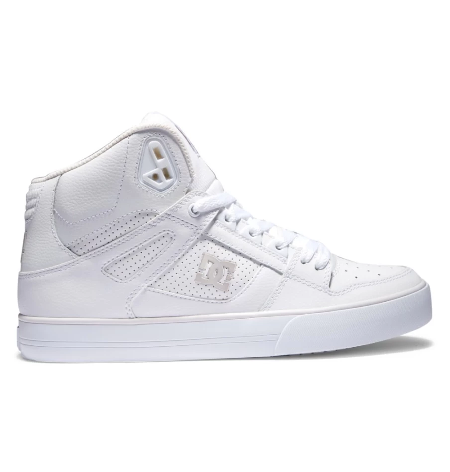 DC Shoes Men's Pure High-Top Sneakers in White/Grey - Casual Skate Shoes