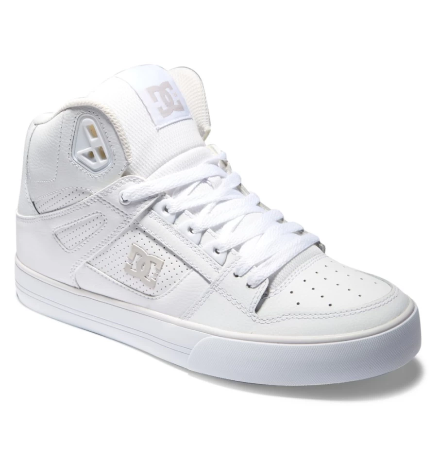 DC Shoes Men's Pure High-Top Sneakers in White/Grey - Casual Skate Shoes