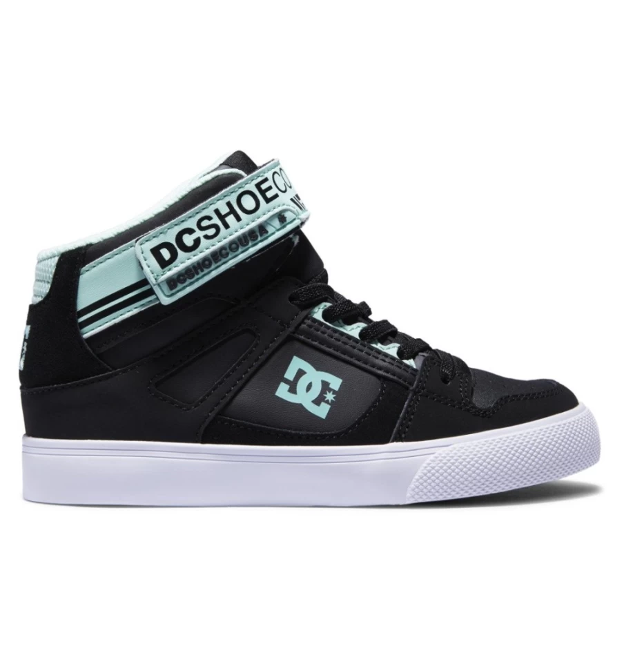 DC Shoes Kids' Black/Green High Elastic Lace-Up Sneakers - Pure Comfort & Style