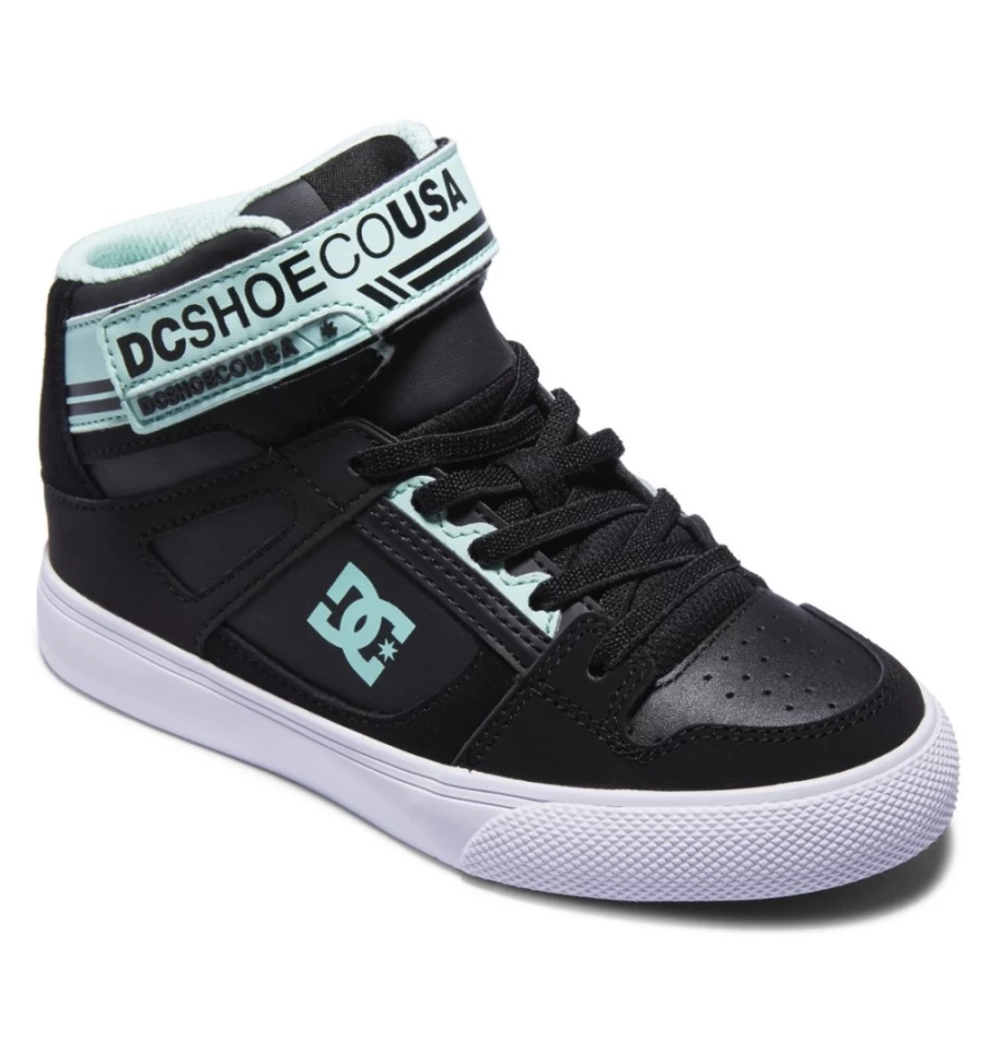 DC Shoes Kids' Black/Green High Elastic Lace-Up Sneakers - Pure Comfort & Style