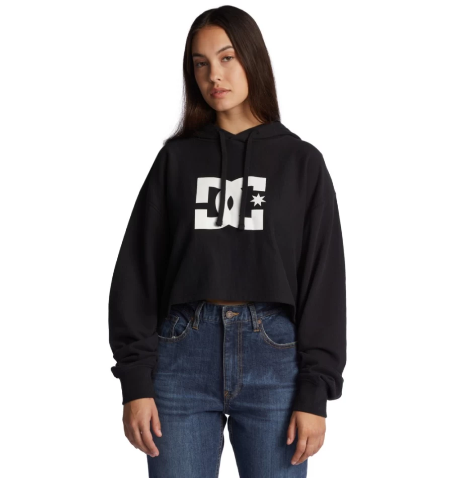 Women's DC Shoes Black Cropped Hoodie | Casual Streetwear Pullover