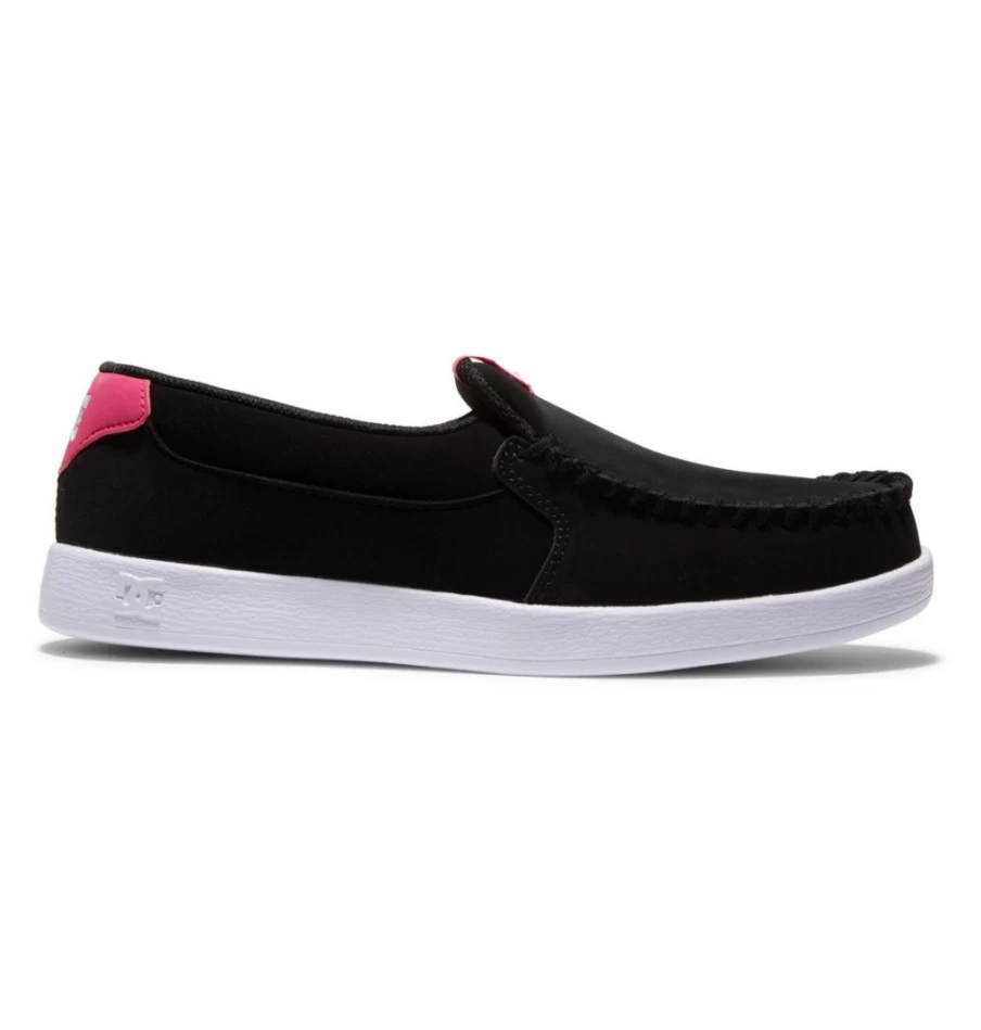 DC Shoes Women's Villain Slip-On Sneakers in Black/Crazy Pink - Casual Comfort Skate Shoes