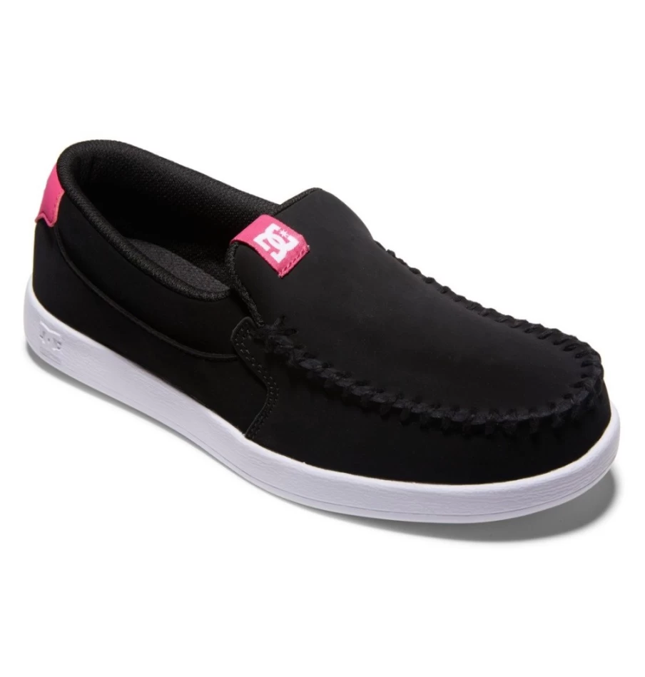DC Shoes Women's Villain Slip-On Sneakers in Black/Crazy Pink - Casual Comfort Skate Shoes