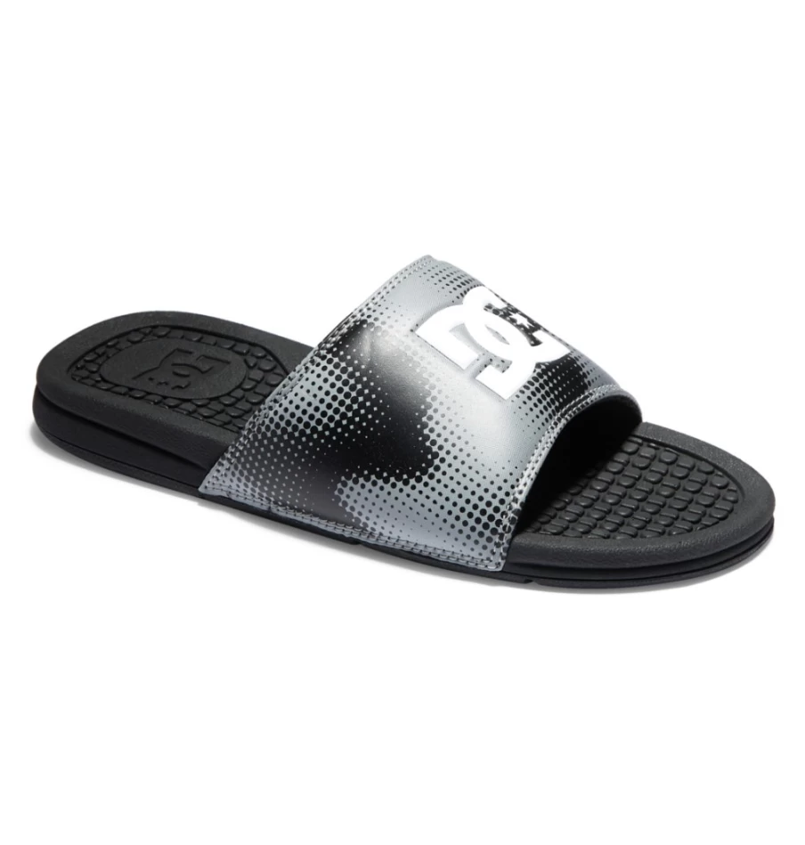 DC Shoes Men's Bolsa Slides - Black, Grey & White Casual Sandals