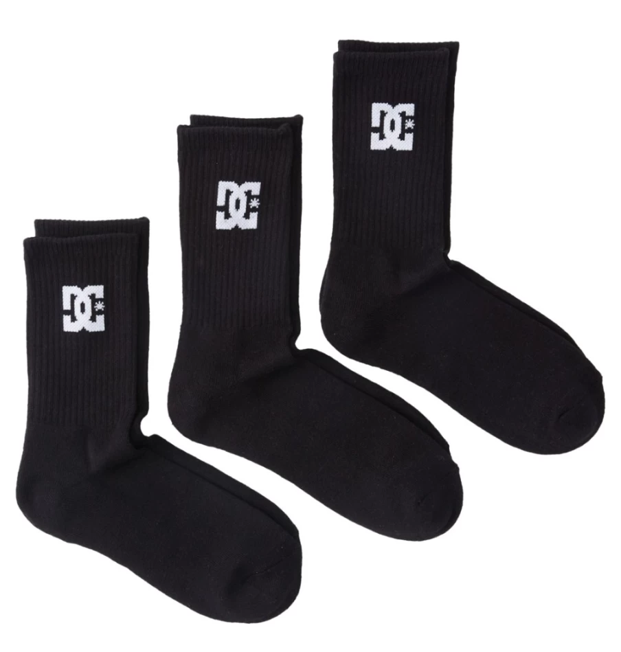 Men's DC Shoes Black Crew Socks 3-Pack - Comfortable Athletic Socks for Men