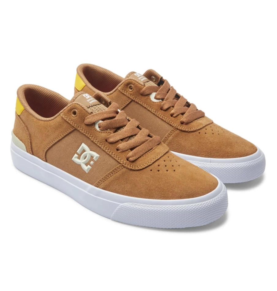 DC Shoes Men's Brown/Yellow Skate Shoes - Teknic S Style for Skating