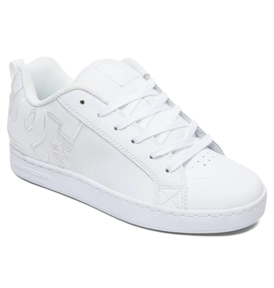 DC Shoes Women's Graffik Court Sneakers in White - White/White/White