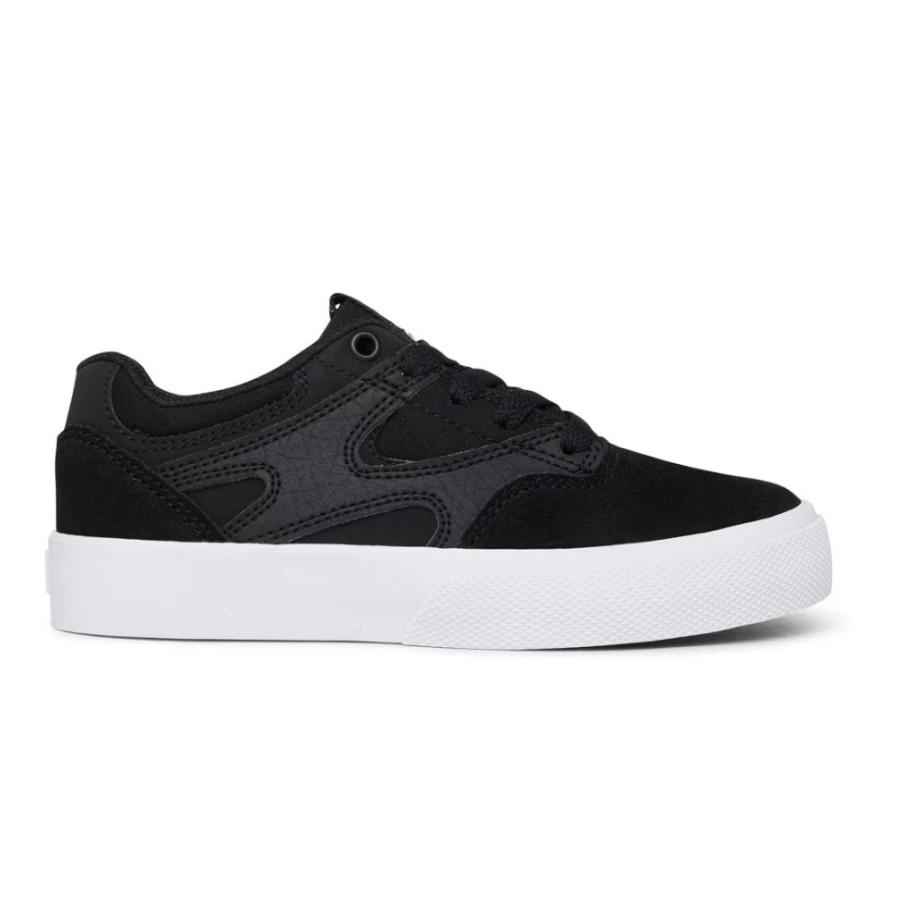 DC Shoes Kids' Kalis Vulc Sneakers - Black/Black/White Youth Skate Shoes