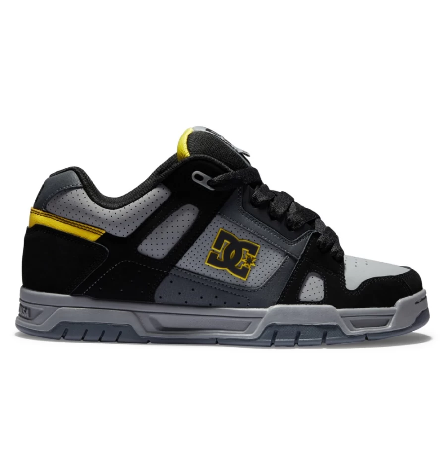 DC Shoes Men's Stag - Grey/Black/Yellow Skate Shoes for Men