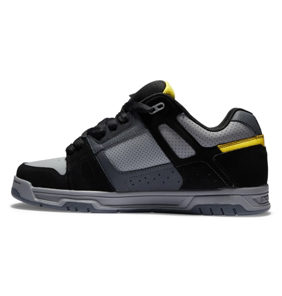 DC Shoes Men's Stag - Grey/Black/Yellow Skate Shoes for Men