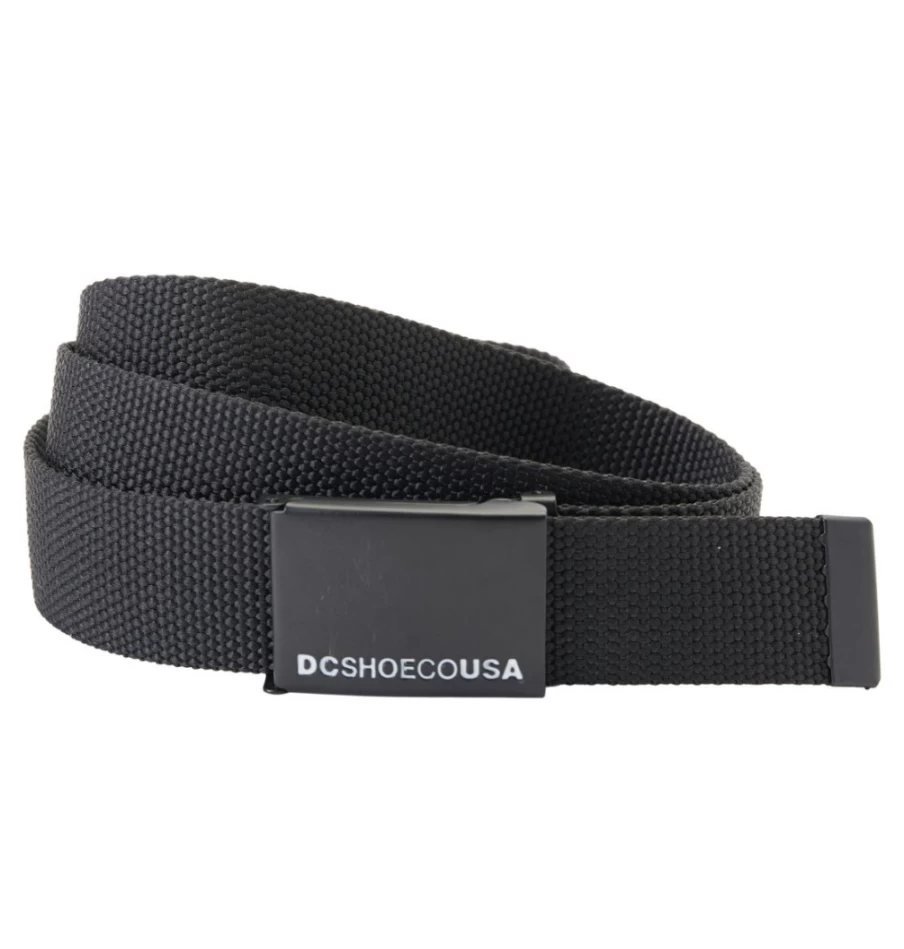 DC Shoes Men's Black Web Belt - Adjustable Nylon Military Style Strap