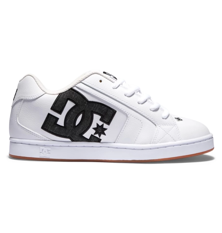 DC Shoes Men's White/Grey Mesh Athletic Sneakers - Breathable Net Design for Comfort & Style