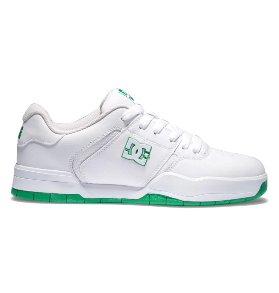 DC Shoes Men's Central Sneakers in White/Green - Casual Athletic Footwear