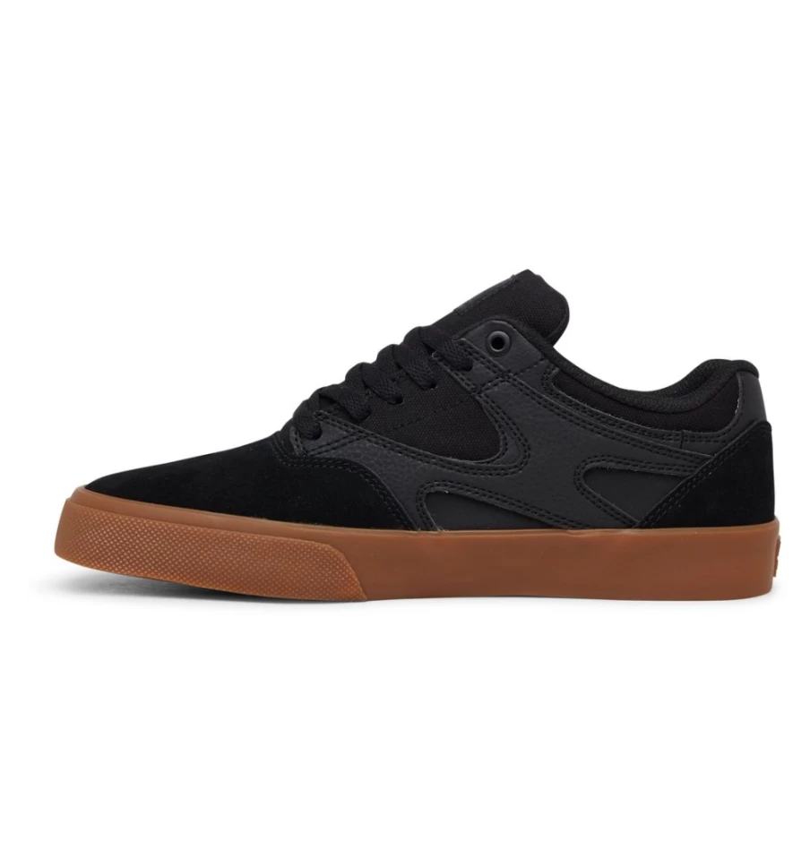 DC Shoes Men's Kalis Vulc Sneakers in Black/Black/Gum - Low Top Skate Shoes