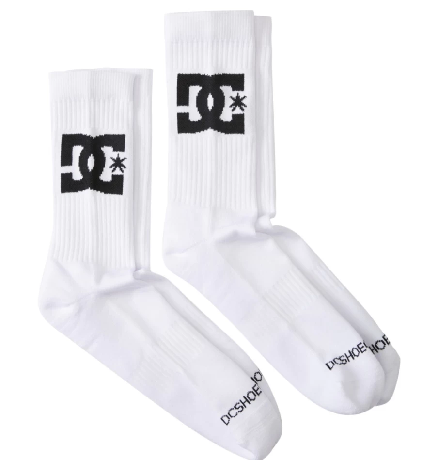 DC Shoes Men's White Star 2-Pack Crew Socks