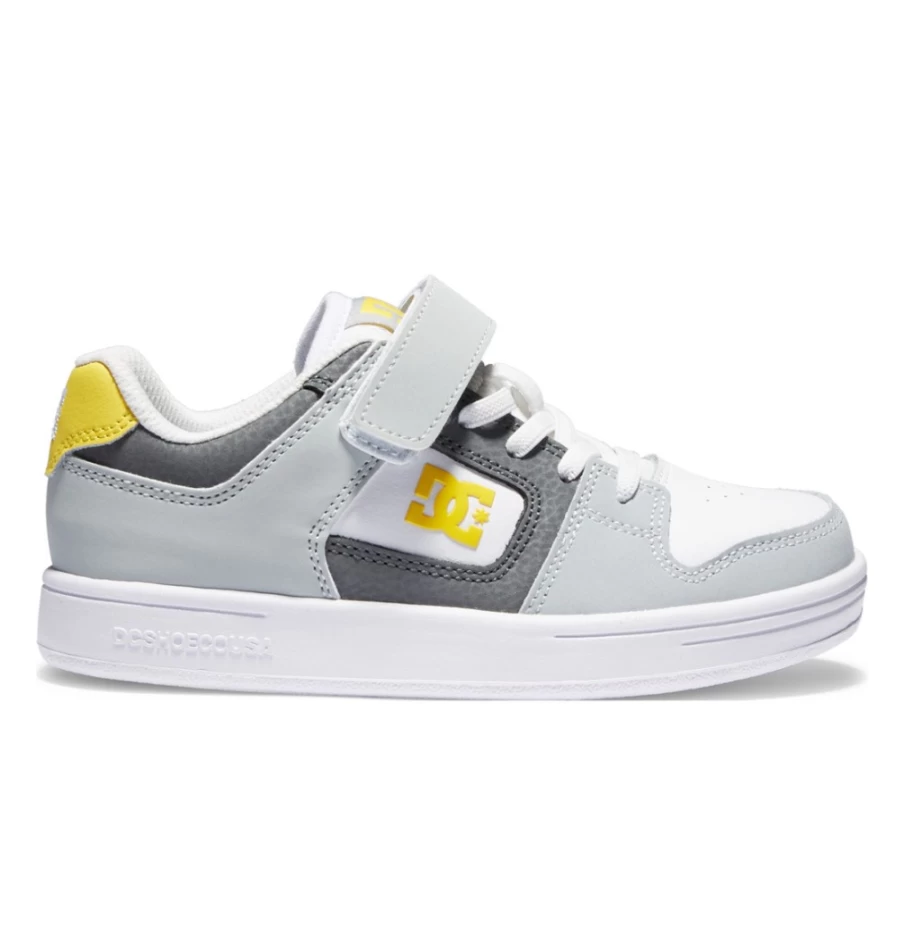 DC Shoes Kids' Manteca 4 Grey Black Yellow Elastic Waist Lace-Up Sneakers