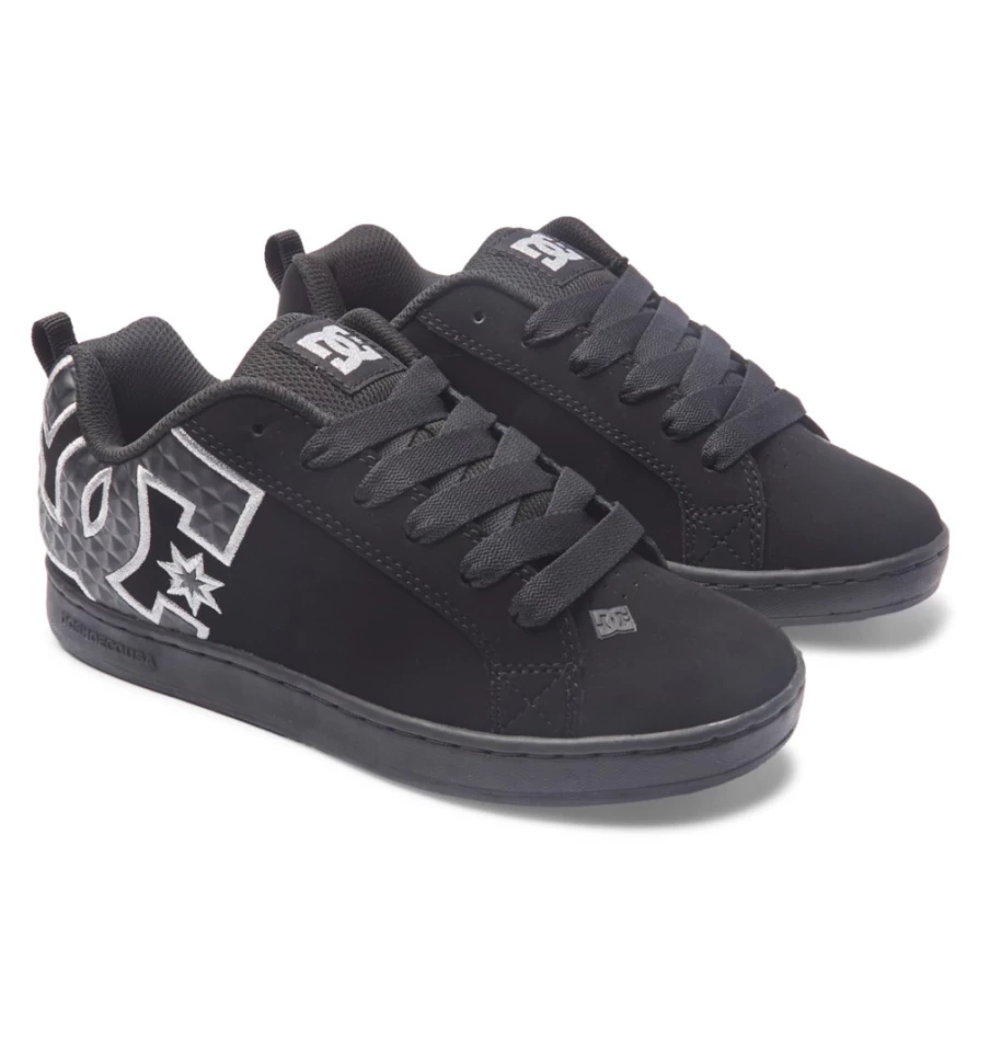 DC Shoes Women's Court Graffik Sneakers in Battleship/Gun Metal - Stylish Skate Shoes for Women