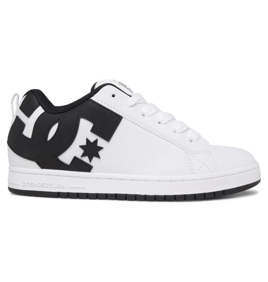 DC Shoes Men's Court Graffik Sneakers - White/Black/Black Athletic Shoes for Men