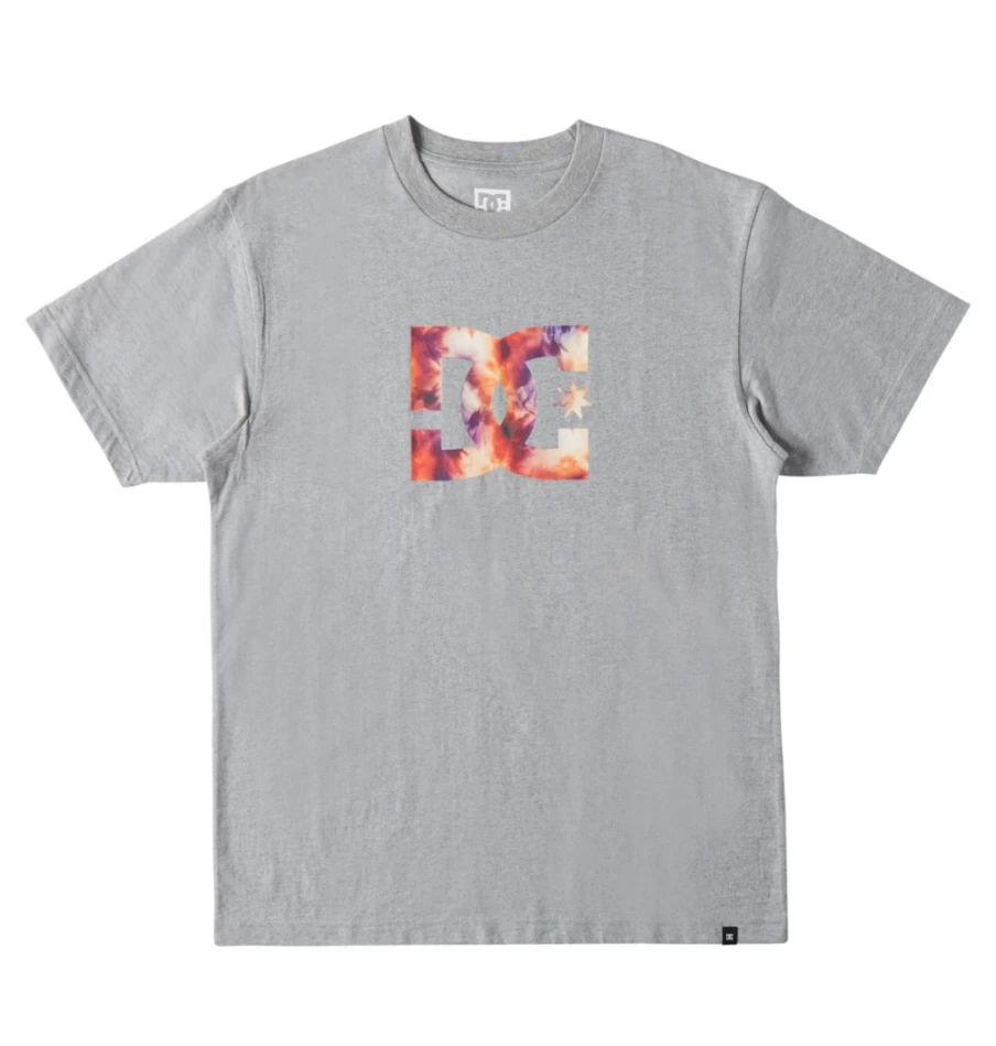 DC Shoes Men's Heritage T-Shirt - Heather Grey Warm Ice Dye Graphic Tee