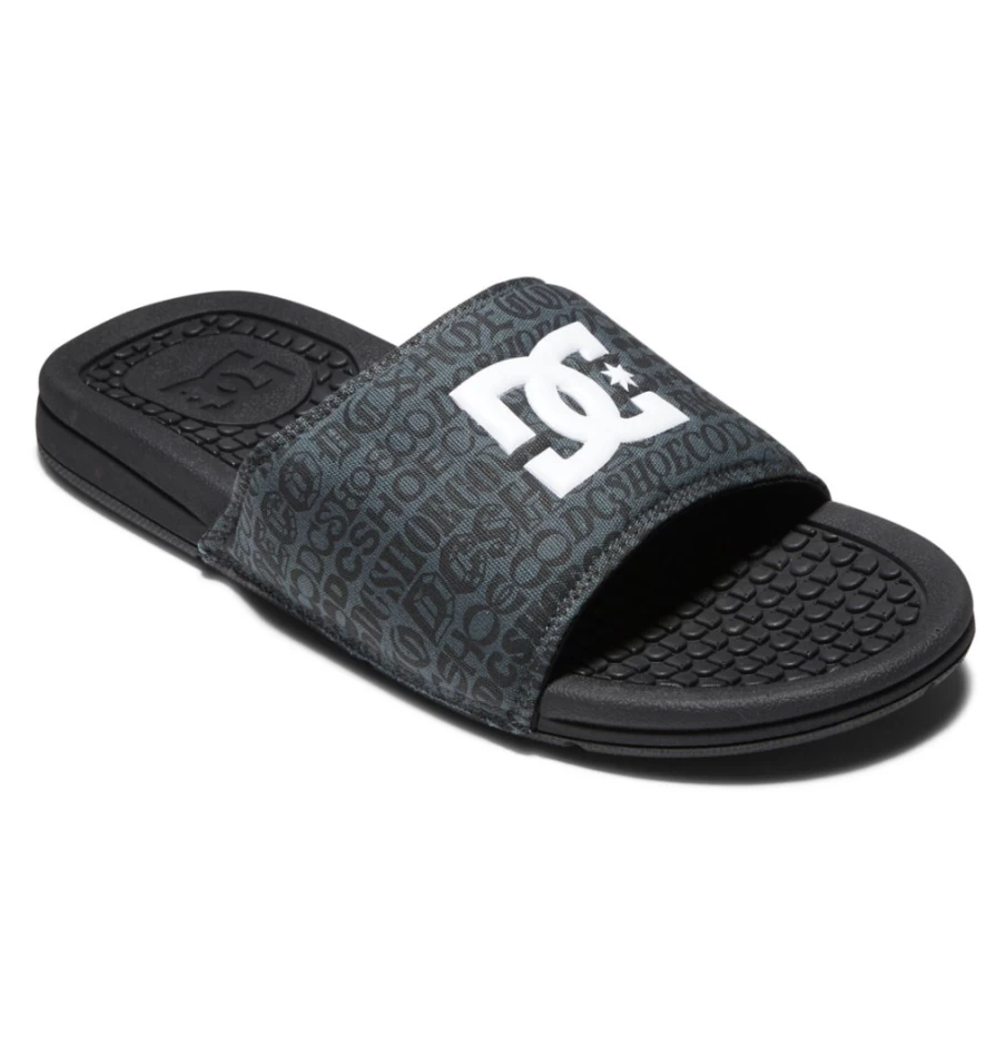 DC Shoes Men's Bolsa Slides - Black/White Print Sandals for Men