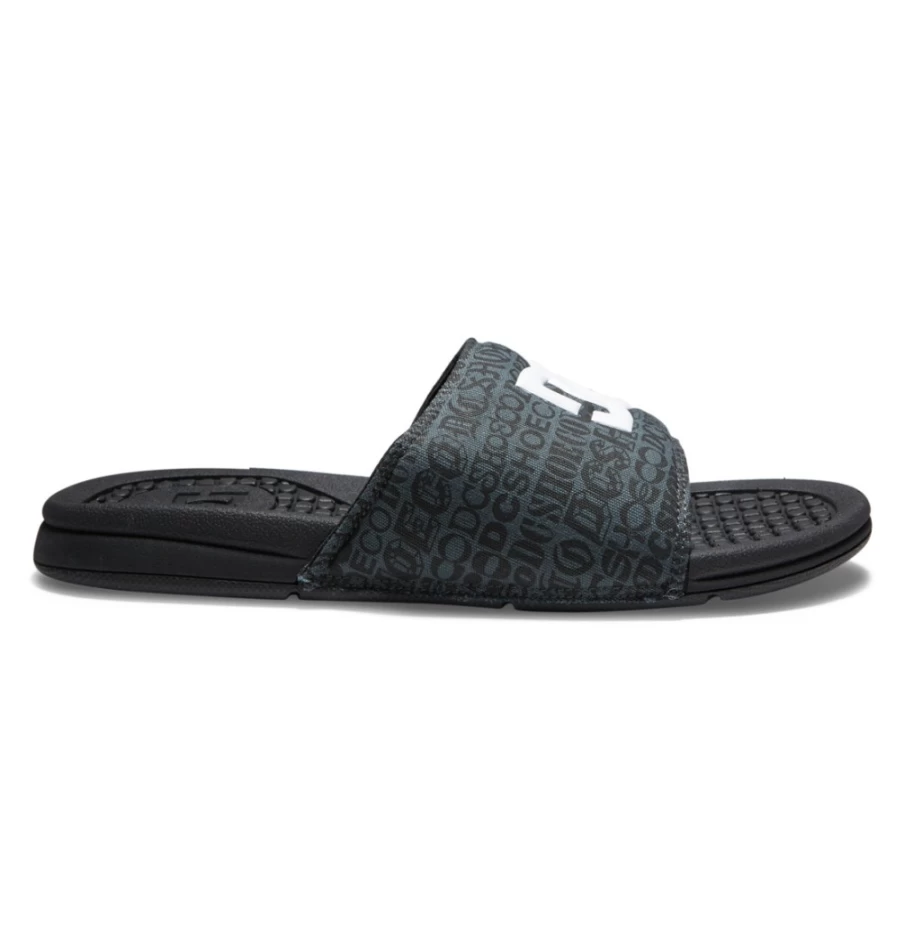 DC Shoes Men's Bolsa Slides - Black/White Print Sandals for Men